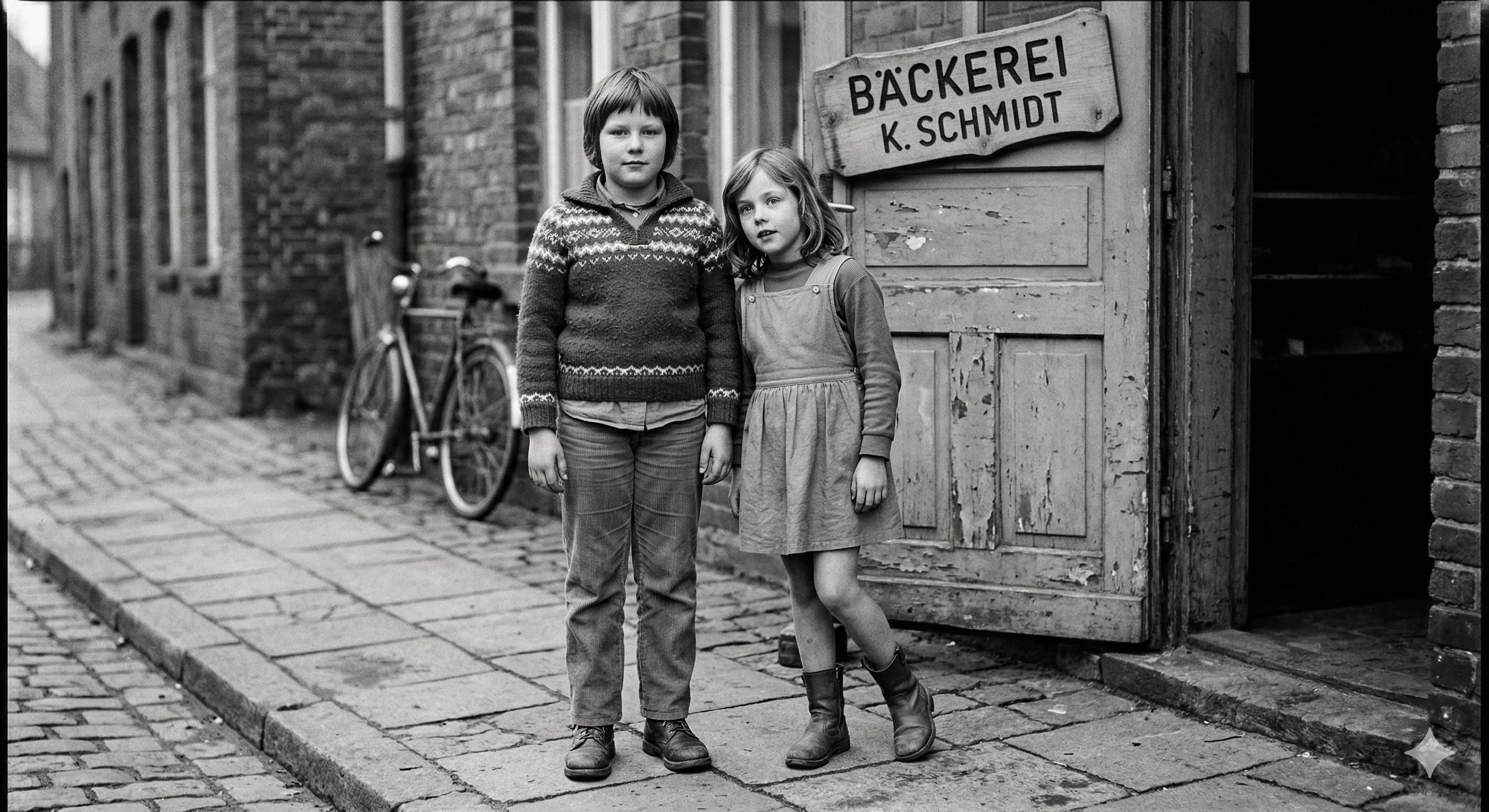 Ada & Helga vor der Bäckerei