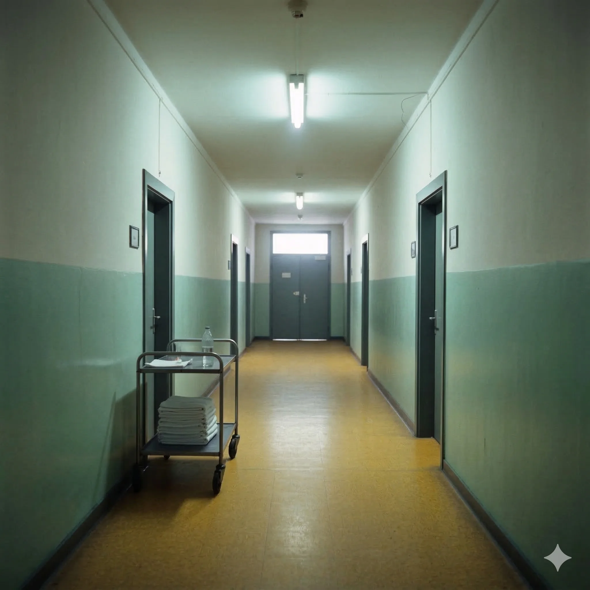 Der lange Flur im Krankenhaus
