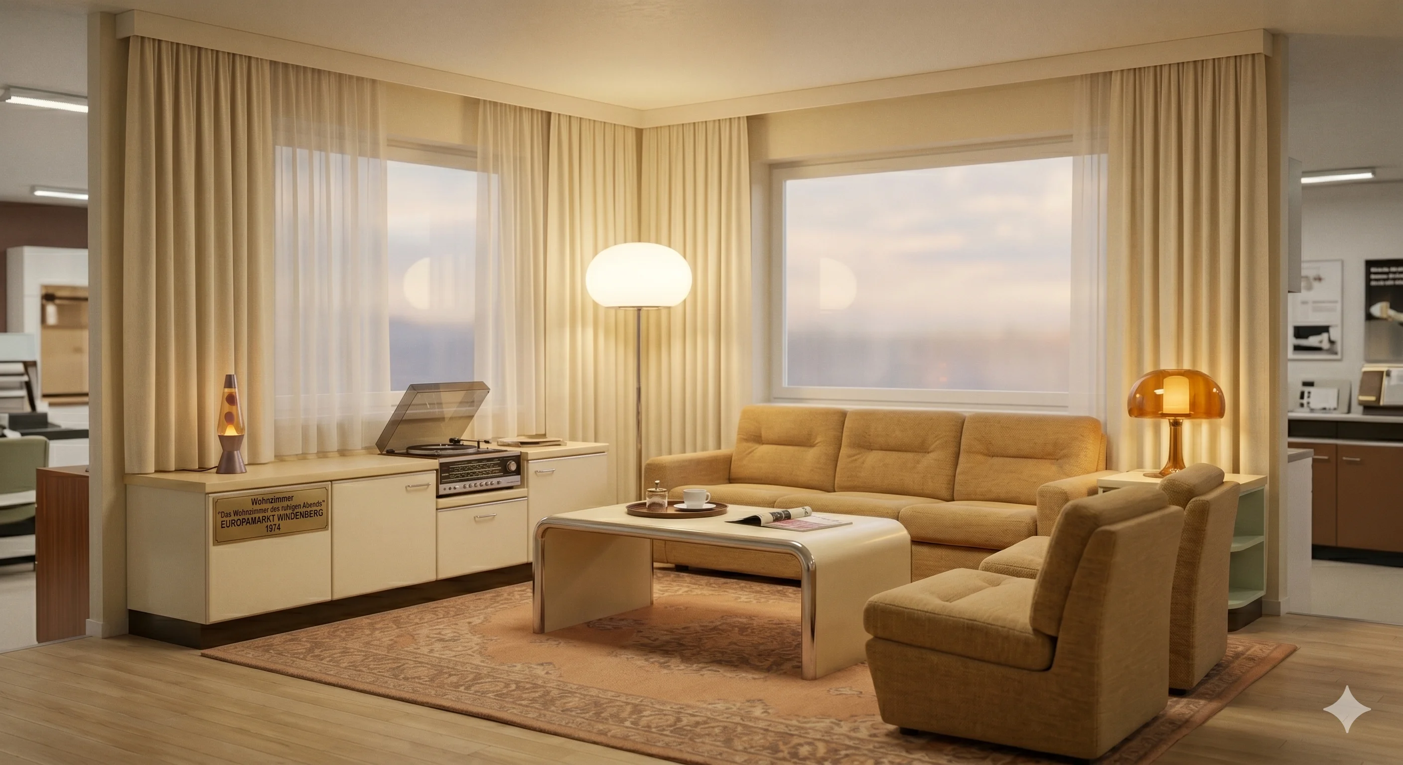 Das Wohnzimmer des ruhigen Abends