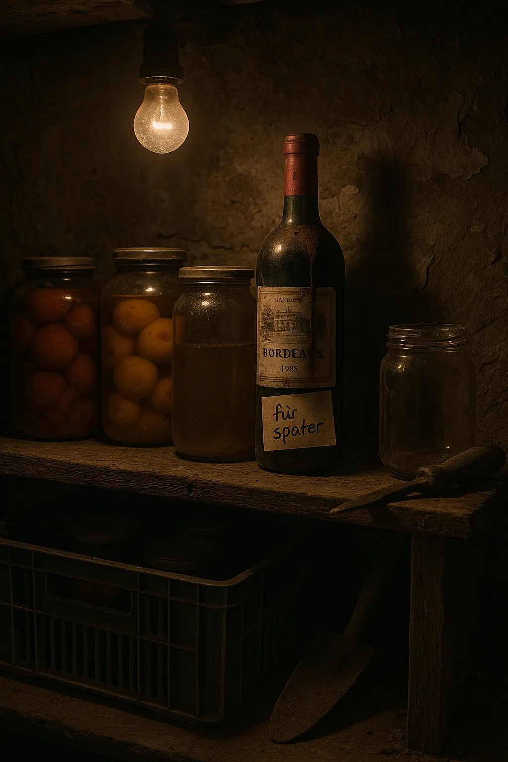 Flasche Wein in der Keller