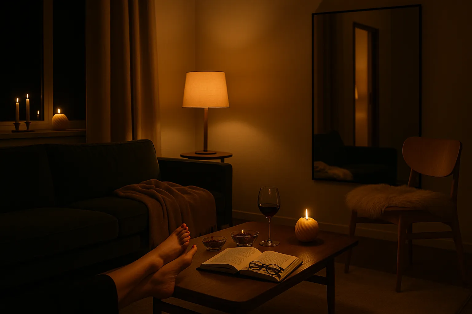 Helga's woonkamer 's avonds