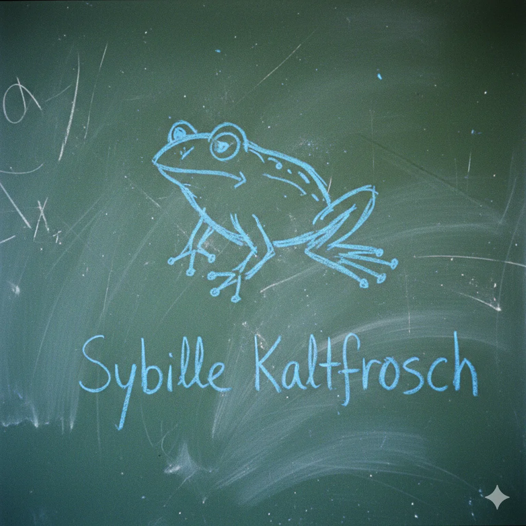 Ein grober Frosch an der Tafel — Sybille Kaltfrosch