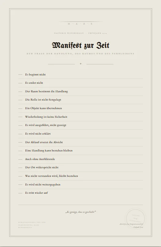 Voorvertoning: Manifest zur Zeit 1924